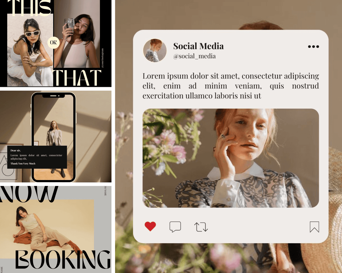 100 Instagram Post and Story Templates - Neutral Influence