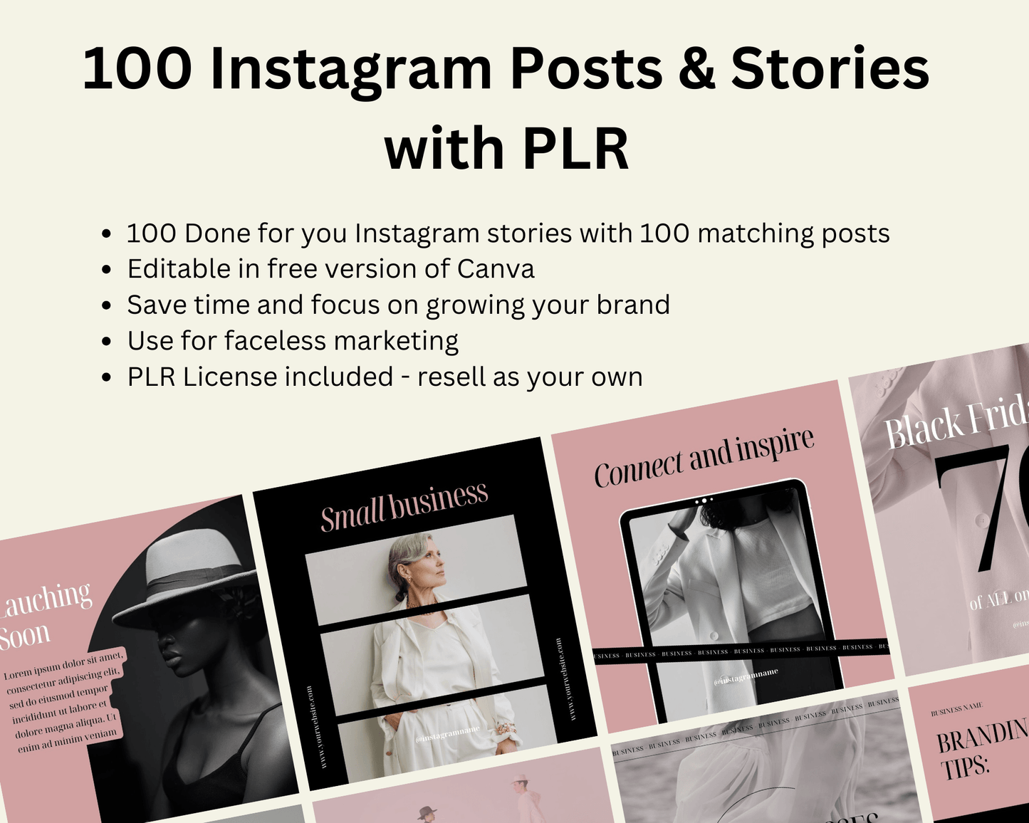 100 Instagram Post and Story Templates - Blush Collection