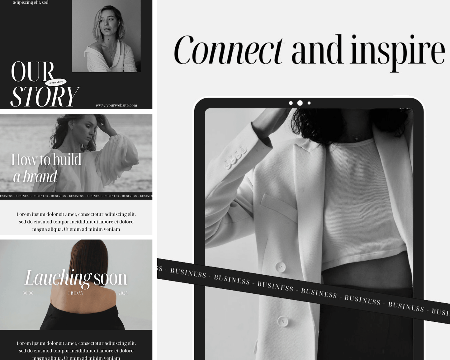 100 Instagram Posts and Story Templates - Monochrome