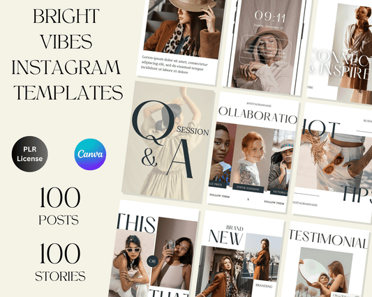 100 Instagram Post and Story Templates - Bright Vibes