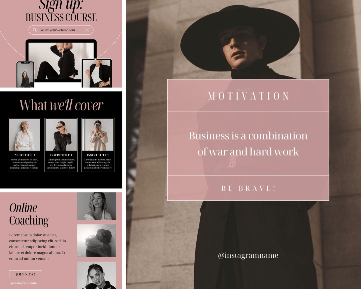 100 Instagram Post and Story Templates - Blush Collection